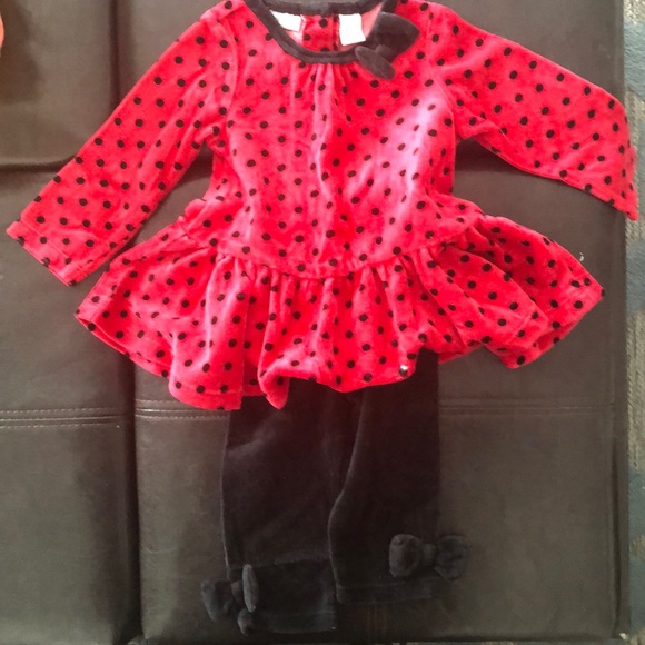 Ladybug Velvet Peplum Set - Picture 3 of 6